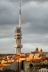 Fototapeta na wymiar Ziskov television tower in Prague, Czech republic