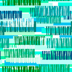 Seamless bright stripes geometric repeating  hand craft expressive ink pattern.