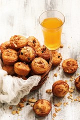 Homemade Healthy Granola Breakfast muffins, selective focus