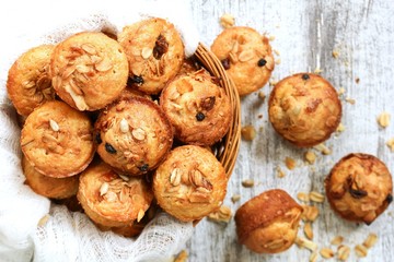 Homemade Healthy Granola Breakfast muffins, selective focus