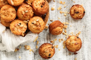 Homemade Healthy Granola Breakfast muffins, selective focus