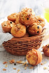 Homemade Healthy Granola Breakfast muffins, selective focus