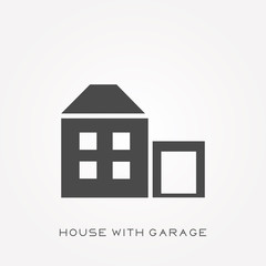 Silhouette icon house with garage