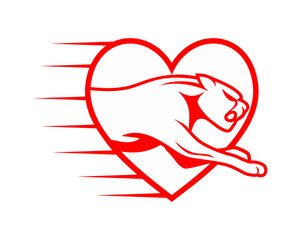 red heart love foot leg leopard cheetah tiger jaguar beast animal image vector