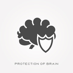 Silhouette icon protection of brain