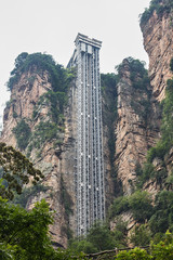 Bailong elevator, amazing steel structure in China. - 186876427