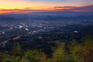 Beautiful sunset at viewpoint of Phu Bor Bid, Loei. Nature of high mountains at Loei. Thailand landscape of Phu Bor Bid.