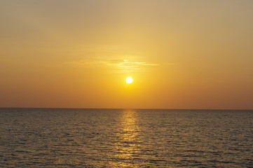 red and orange purple sunset over the sea of Thailand