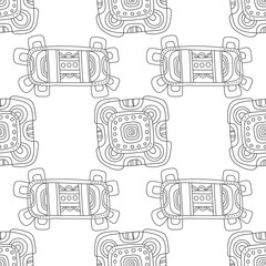 Black and white illustration for coloring book, page. Abstract decorative seamless pattern.