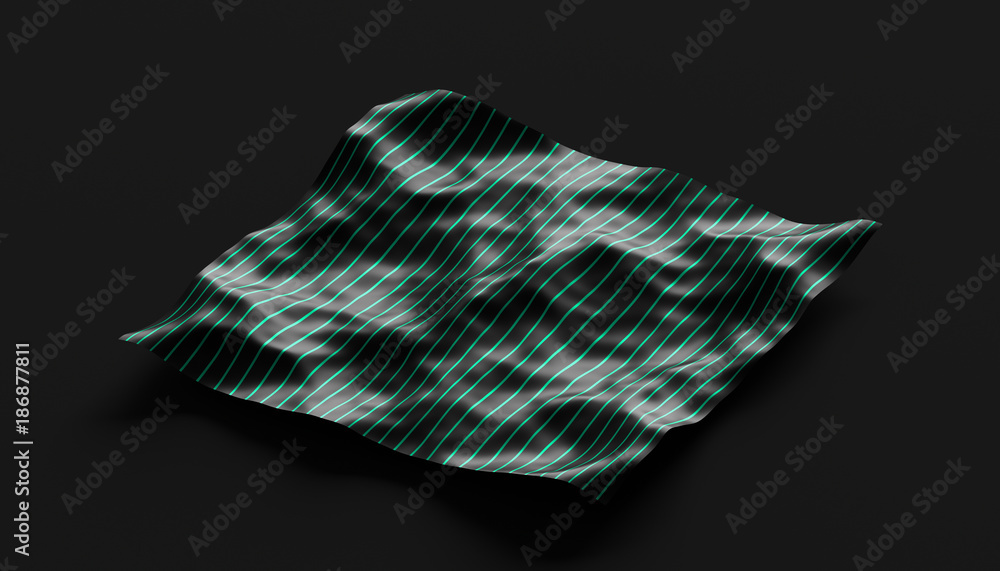 Poster abstract 3d rendering of smooth surface with ripples, cloth with waves, modern background design for