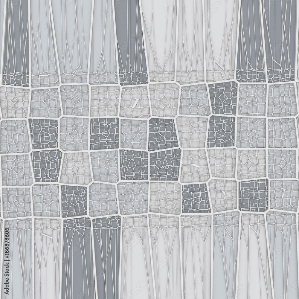 Aufkleber Abstract geometrical concept voronoi low poly tesselated pattern. 3d rendering