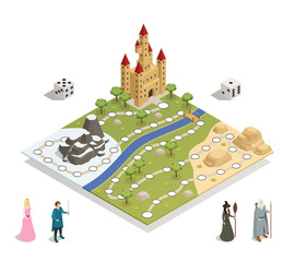 Fairy Tale Gameboard Isometric Composition  - obrazy, fototapety, plakaty