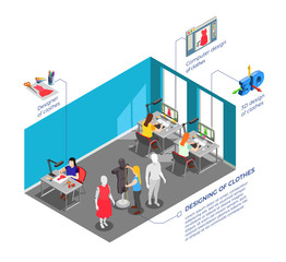 Clothes Factory Designers Isometric Composition 