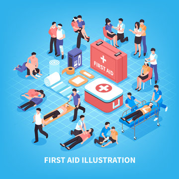 First Aid Isometric Composition