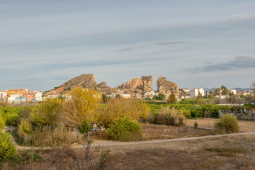 Fototapeta na wymiar Rocks near Statue of Jesus, Monteagudo, Murcia, Spain. 