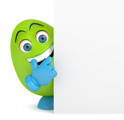 3d render of Easter cartoon egg holding board