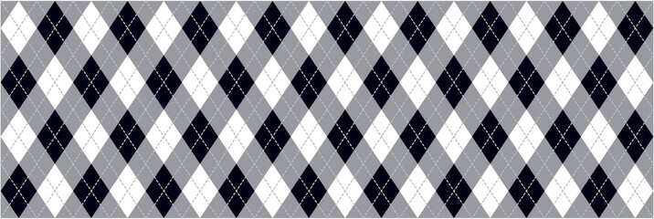 Black and White Argyle Background Banner