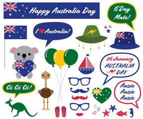 Australia Day photo booth props and design elements © lattesmile