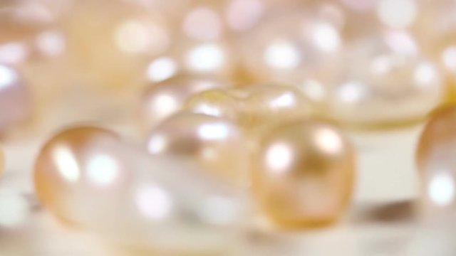 Real White And Gold Pearls Close Up Macro.