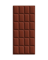 Milk chocolate bar isolated on white background