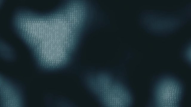 Binary code flow with fractal distortion waves. Binary cyberspace flow of big data information. Loopable animation of business data motion in network. 4k UHD loop