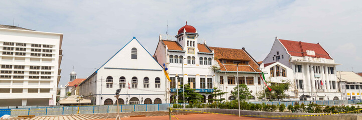 Fototapeta na wymiar Old colonial building Jakarta, Batavia, Indonesia under reconstruction