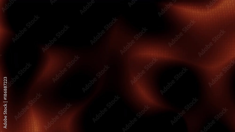 Poster binary code flow with fractal distortion waves. binary cyberspace flow of big data information. loop