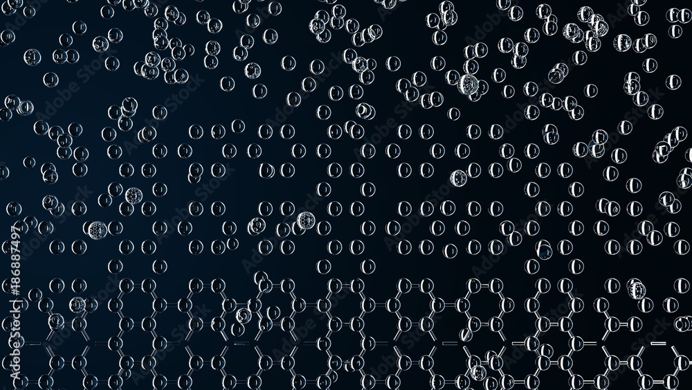 Fototapete composing hexagonal molecular structure 3d rendering