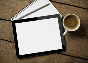 Obraz na płótnie Canvas Digital tablet and coffee