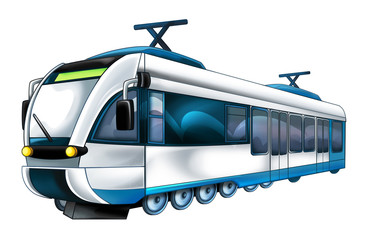 Fototapeta premium cartoon funny looking fast train - illustration for children
