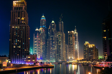 Fototapeta na wymiar Dubai Marina, UAE, At Night