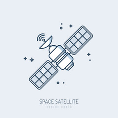 Satellite icon vector monoline illustration