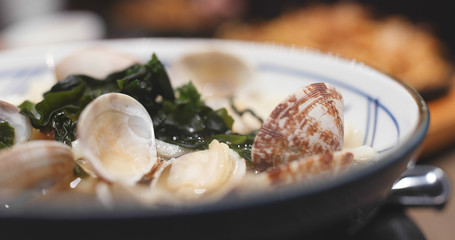 Clam soup udon in Japanese restaurant