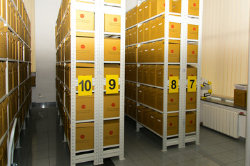 The former deposit of a large bank was converted into an archive after the collapse of the banking system. Ukraine, December 2017