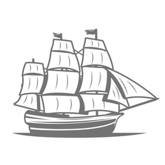 Pirate ship. vector illustration, isolated on white