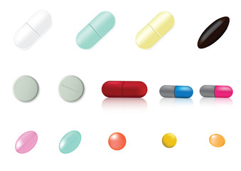 Mix Medicine Pill and Vitamin Background Illustration