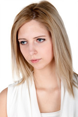 Naklejka premium Portrait of a young sad woman
