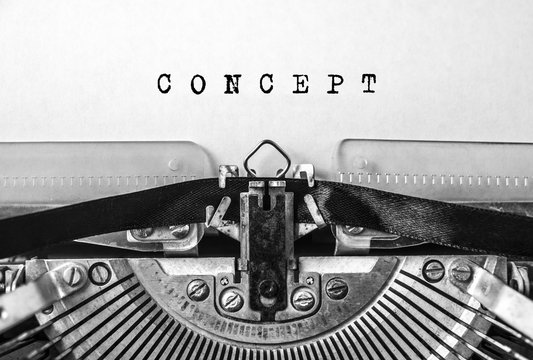 Vintage typewriter with sample text. CONCEPT. Printed word text