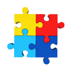 Fototapeta premium Colorful Jigsaw Puzzle Isolated