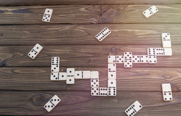 domino game on a wooden background