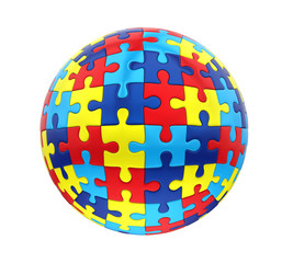Spherical Puzzle Autism Awareness Isolated