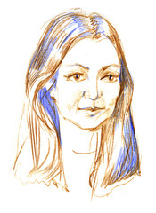 Pencil sketch of a woman s portrait.