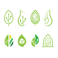 set of logo leaf connect
