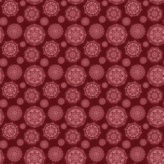 Seamless red pattern from hand drawn mandalas - 186895257