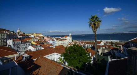 Fototapeta premium panorama view of alfama quarter in lisbon, portugal
