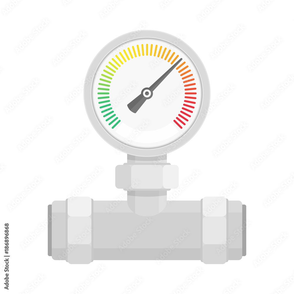 Poster manometer on pipe.