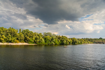 Rocky shores of the island of Khortytsya