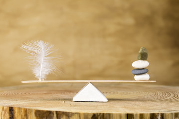 Balance and Feather Zen Stone - obrazy, fototapety, plakaty