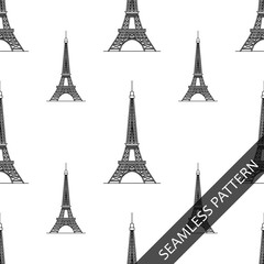 Fototapeta na wymiar seamless pattern with silhouette of the Eiffel tower