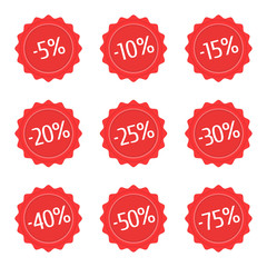 Red discount stickers set.